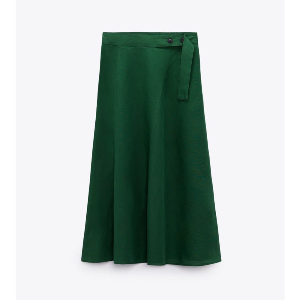 NWT Zara Linen Blend Midi Skirt